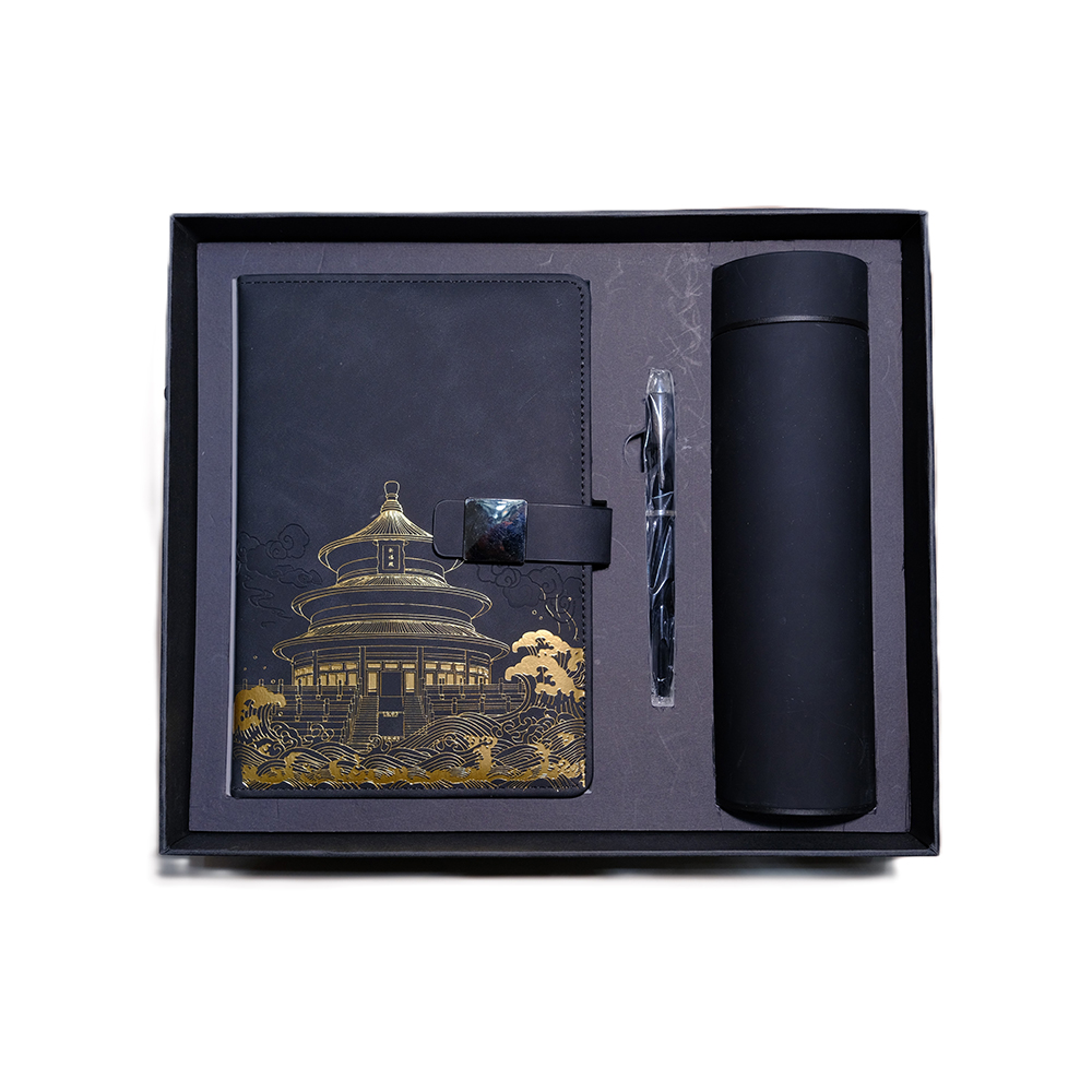 HSS PU 가죽 노트북 선물 세트 펜, 워터 컵 및 선물 가방을 포함한 전국 트렌드 노트북 선물 세트